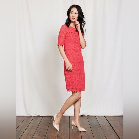 Boden Dresses & Skirts - Boden Poppy Lace Dress Floral Medallion Coral Pink Size 10 Long